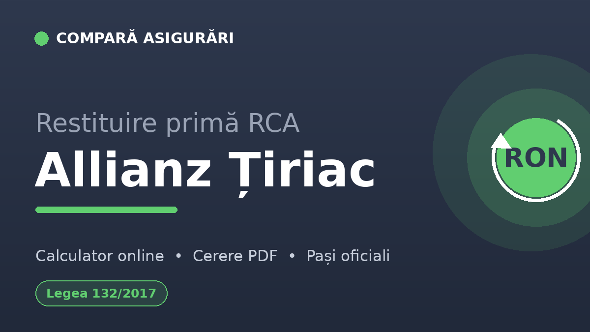 Restituire primă RCA Allianz Țiriac — calculator și cerere