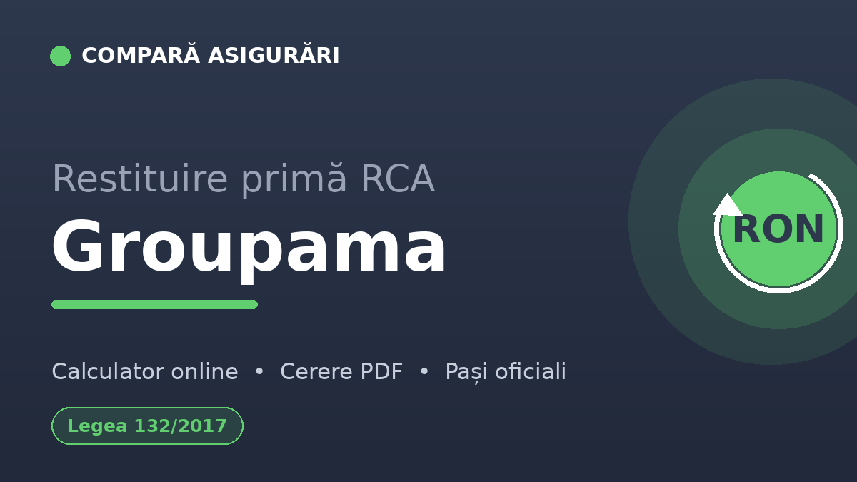 Restituire primă RCA Groupama — calculator și cerere